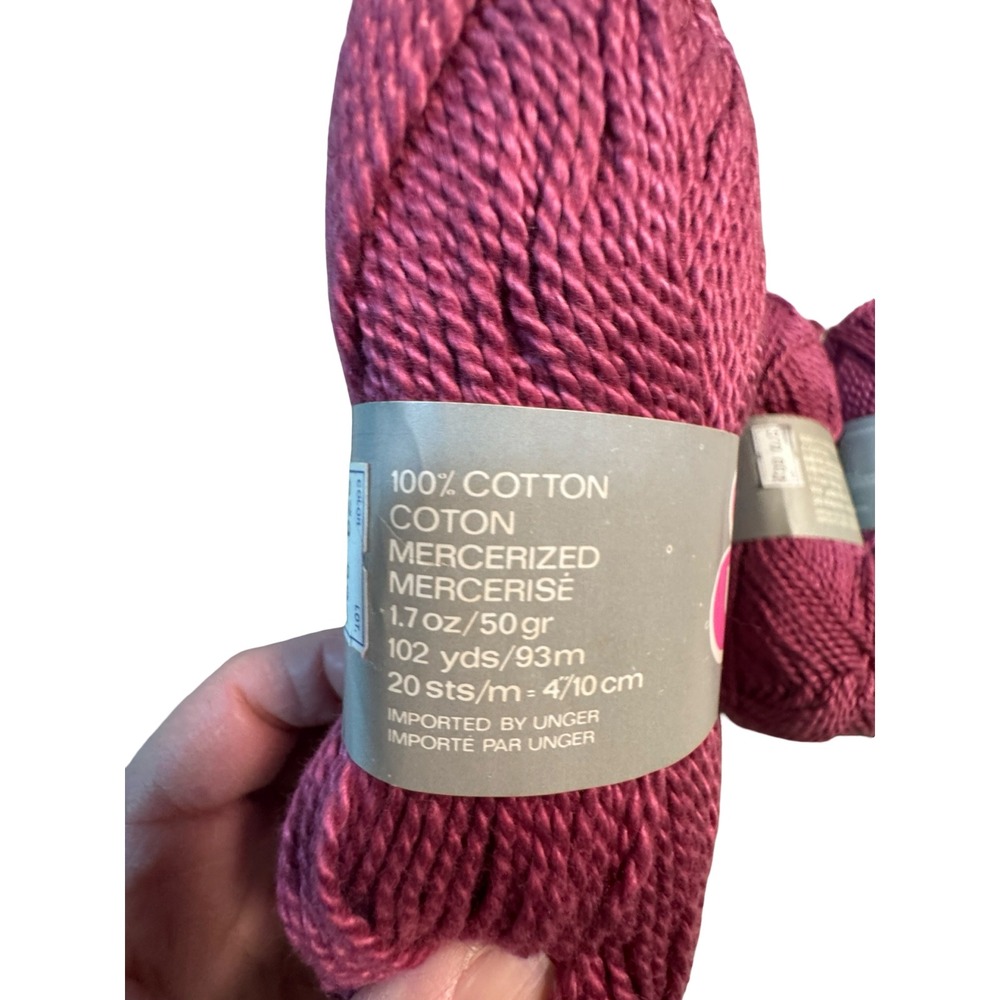 Lot of 10 Unger Plantation‎ Mercerized Cotton Yarn Skeins Pink Berry 50g 102 Yds - Picture 3 of 8